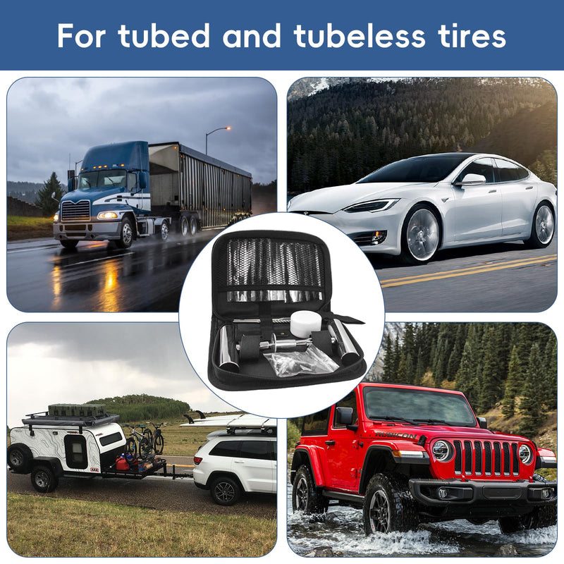 PINKJOY Tire Plug Kit with Plugs 36 Pcs for Car, Motorcycle, ATV, Jeep, Truck, Tractor Flat Tire Puncture Repair Tools