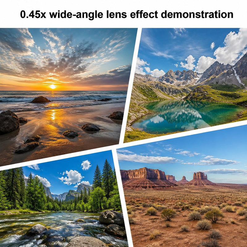 2-in-1 Phone Camera Lens, 0.45X Wide Angle (140°) & 15X Macro Universal Clip-On Lens for iPhone/Android Cell Phones Including Travel Storage Bag