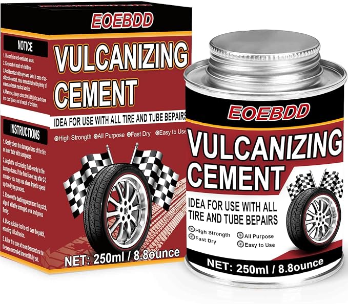  [AUSTRALIA] - Chemical Vulcanizing Cement 3.4FL.Oz, All Purpose Tire Repair Rubber Glue, Dry Clear Rubber Cement, Tire Patch Glue with Brush Top Can for Car, Motorcycle, Bike Tires