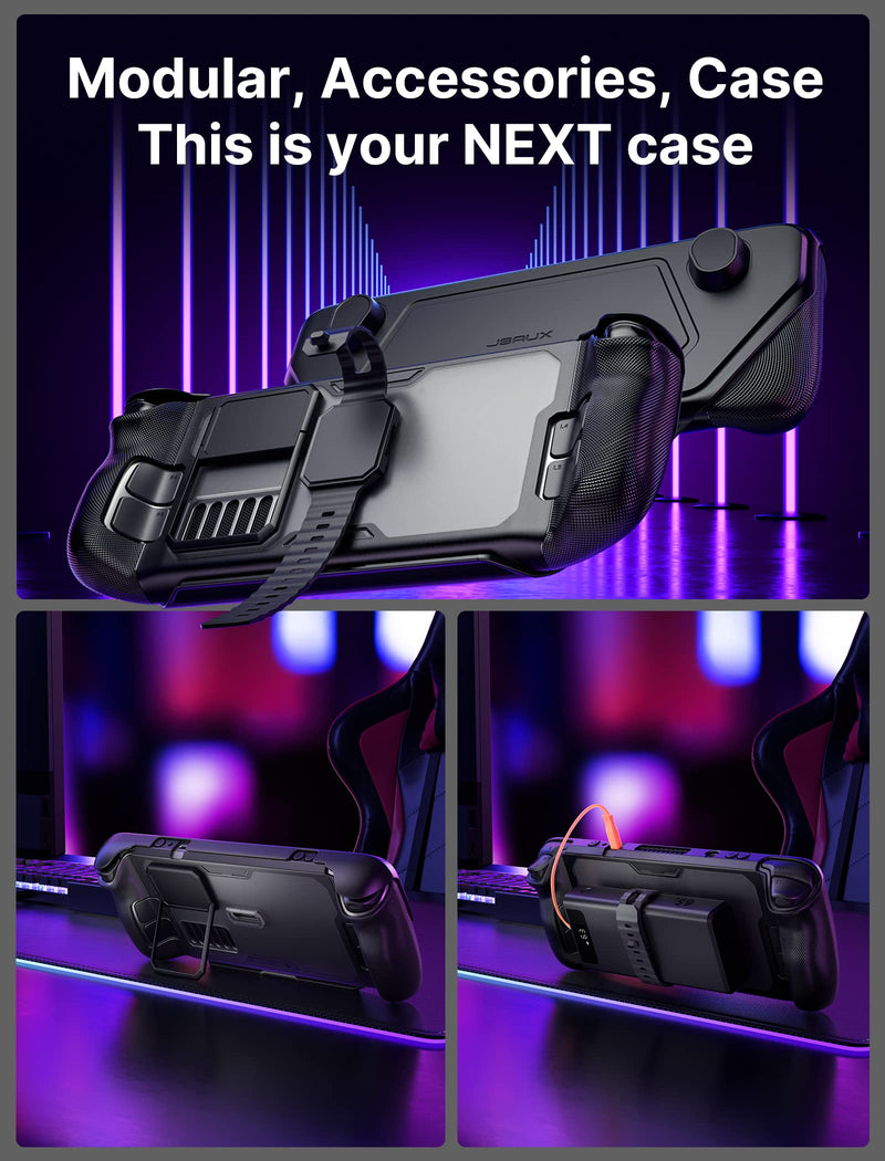 JSAUX PC0104 ModCase Compatible with Steam Deck/Steam Deck OLED, Steam Deck Modular Case Include 11-in-1 Docking Station, Detachable Front Shell, Body Protective Shell,Metal Bracket and Strap-Hub Set Hub Set