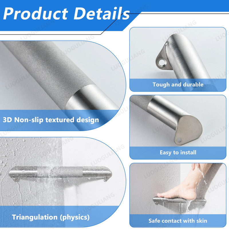 Shower Foot Rest for Shaving Legs, Wall Mounted Shower Foot Ledge, Antislip Stainless Steel Bar Foot Ledge for Bathroom, Brushed Nickel