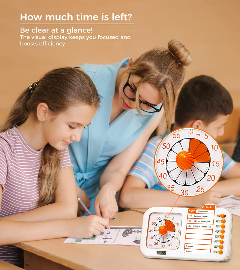 3 in 1 Visual ADHD Timer for Kids with Planning Board, Task Timer, Chore Chart & Visual Schedule Planner, Autism & ADHD Tools with Checklist for Classroom, Homeschool, Home