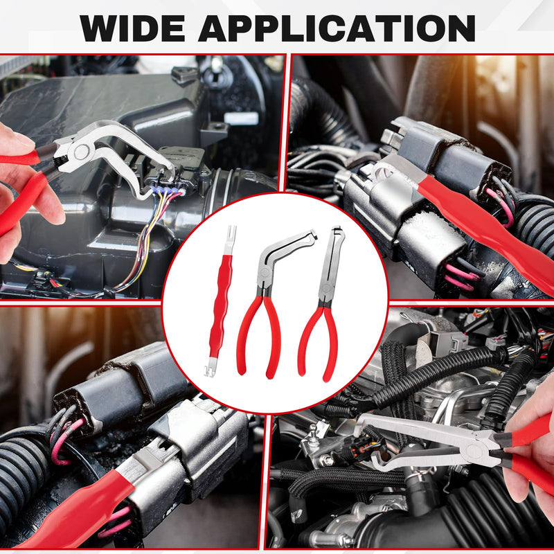 3PCS Electrical Disconnect Pliers, Upgrade Electrical Connector Pliers, Automotive Electrical Connector Removal Tool, Electrical Plug Connector Separator for Cars, Trucks, SUVs