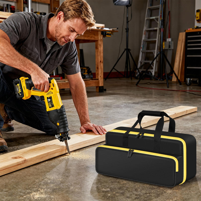 Tool Bag for DEWALT DCS380B 20V MAX Reciprocating Saw, for Makita JR184DZ / JR189DZ, Universal Storage Organizer with Battery Slot & Large Pocket for Charger, Blades, Accessories - Case Only