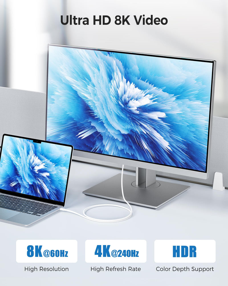 Cable Matters [Intel Certified] 40Gbps Thunderbolt 4 Cable 3.3ft with 8K Video and 100W Charging in White - 1m, Compatible with USB4, Thunderbolt 3 Cable and USB-C 3.3 Feet