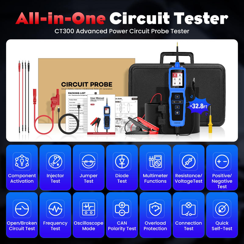 OBDResource Circuit Tester Automotive, Power Circuit Probe Tester, Car Fuse Tester, 0-80V DC Test Light Short Circuit Finder, CT300 Auto Electrical Circuit Tester, Automotive Tool CP30