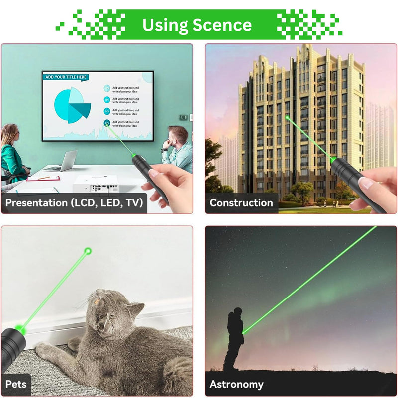 Green USB Rechargeable Presentation Pointer – Perfect for Presentations, Classroom, and Conference Use