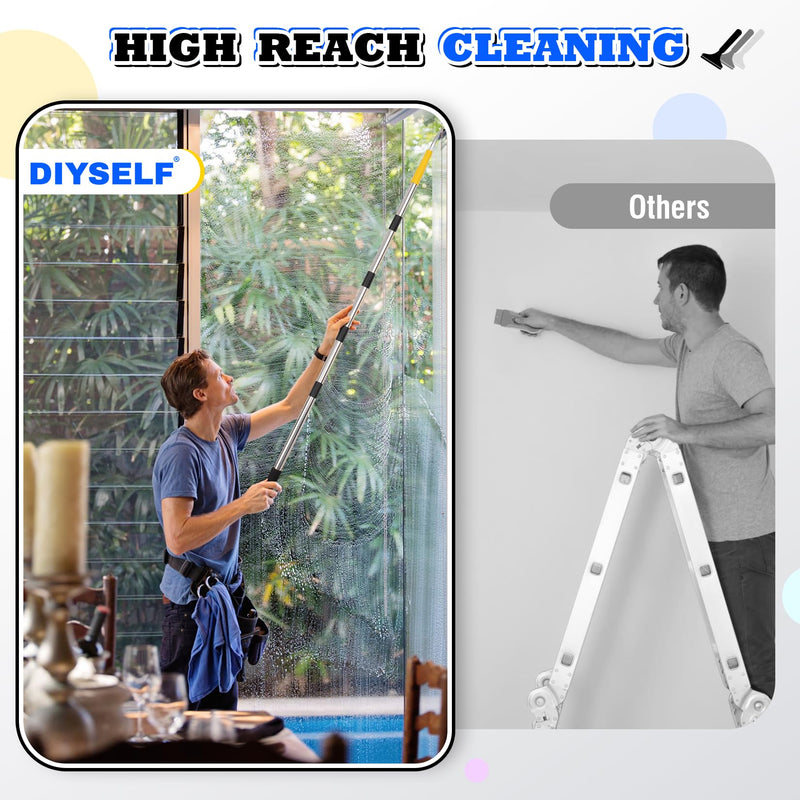 DIYSELF Scraper Tool 5.4ft (65in) Adjustable Floor Scraper Long Handle Heavy Duty Paint Scraper 4 Inch Razor Blade Scraper for Windows Glass Cleaning Shower Gum Tile Scraper Ceiling Scraper
