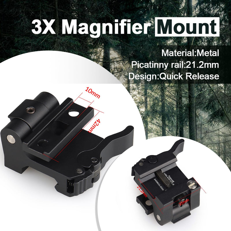New Aluminum Quick Release 3X Magnifier Mount Central Height :1.93 inches (with 7mm Spacer) for G33 G43 G45 Flip-to-Side Mount Kit Optics Base QD Compatible with Standard 21.2mm Base Mounting