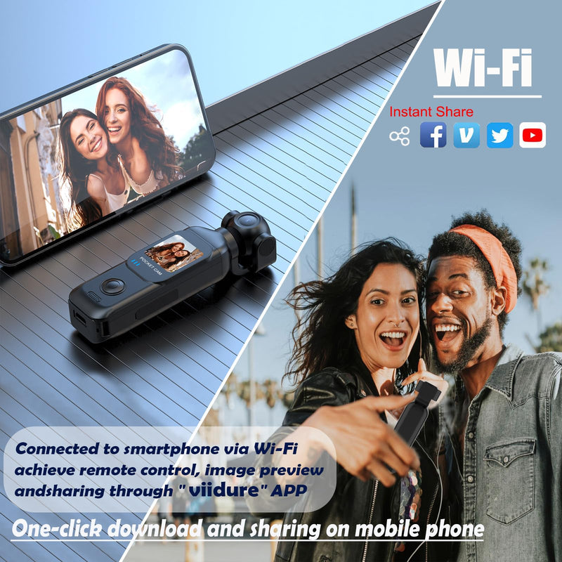 Vlogging Camera 1080P with External 7 Hours Battery Handle Grip | Pocket Camera, Body Cam, Touch Screen, WiFi, Dual Adjust Rotated 330 Degrees Lens, 32GB Card, Vlogs for daily life, travel