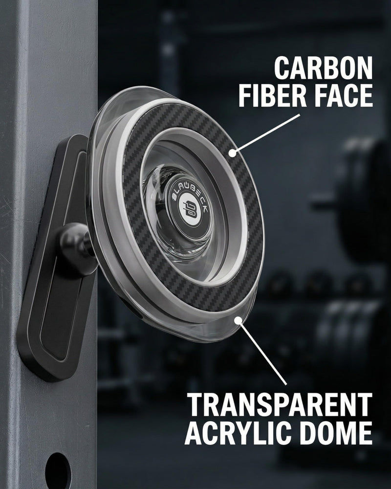 MagSafe Gym Magnet Mount for Gym and Squat Rack, Metal Phone Holder | Snaps to iron and steel racks, benches, golf carts. Ball joint 360 tilt. Android works with the included ring