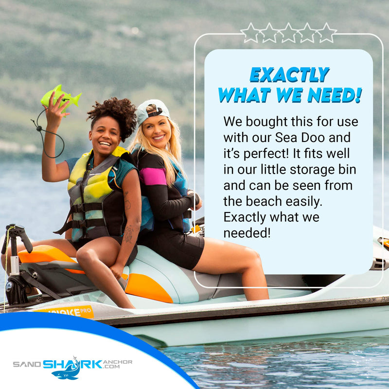 Premium Floating Anchor Marker Buoy by SandShark. High Visibility Markers for Anchors at The Beach, Lake, Shallow Water, Sandbar, Find Your Anchor, Prevent Accidental Hitting or Stepping on Anchors Neon Green