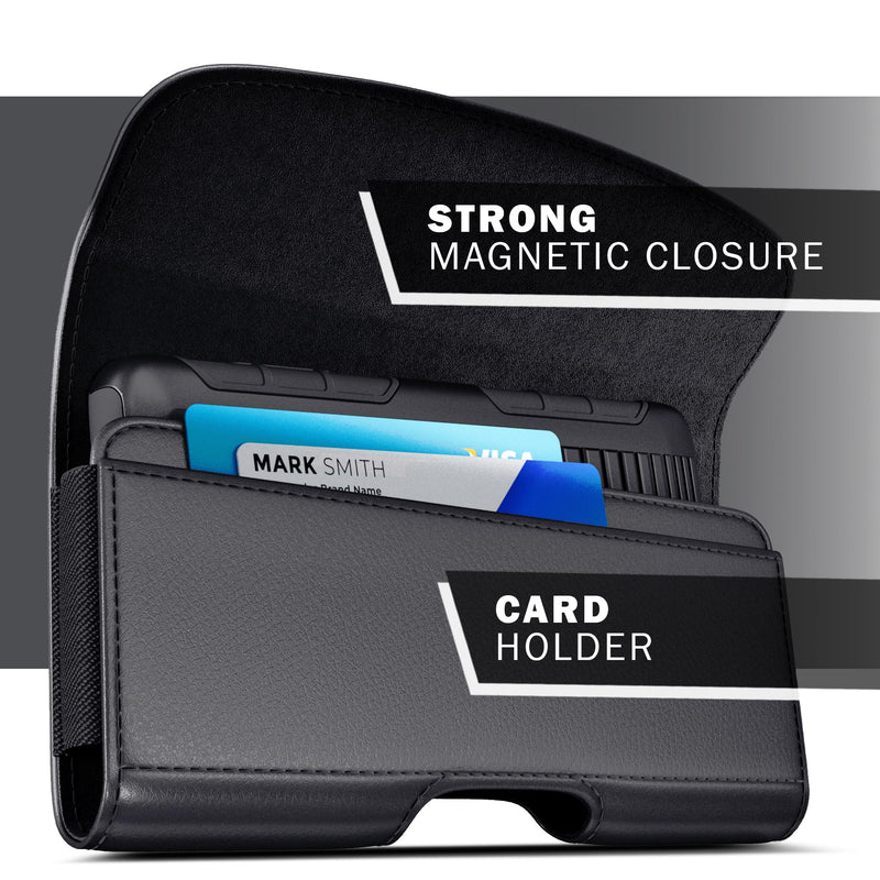 Cell Phone Case for Samsung Galaxy S26 S25 S24 S23 S22 S21 5G | Premium Holster with Belt Clip for Men, ID Card Magnetic Pouch, Black