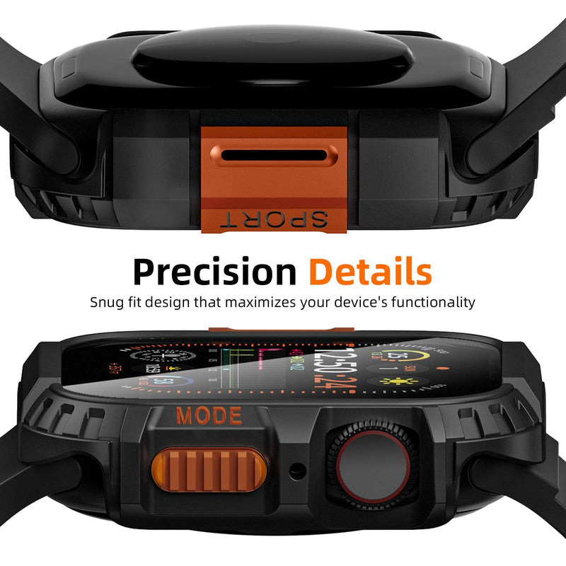 2 Pack Rugged Waterproof Case for Apple Watch 46mm Series 11 10 with Tempered Glass Screen Protector, Durable Hard PC Bumper Protective Face Cover for iWatch 46 mm Black/Ti