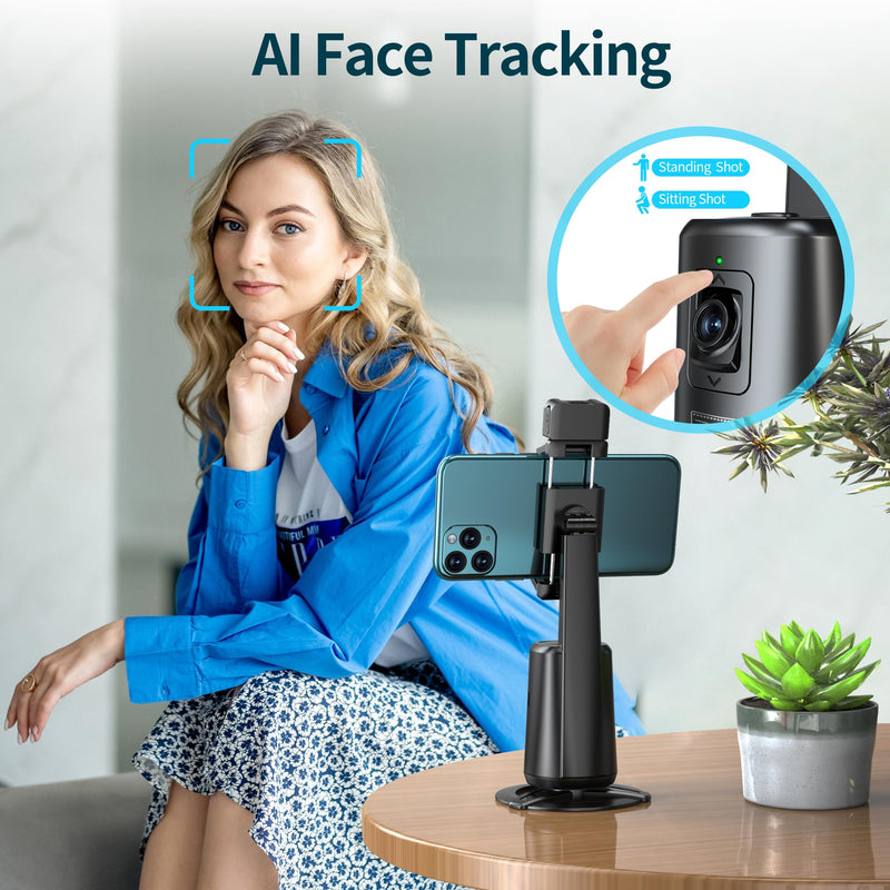 Pixel Stand Auto Face Tracking 360° Rotating Auto Tracking Phone Tripod for iPhone, No App,Rechargeable Smart Shooting Stand for Live Video Recording