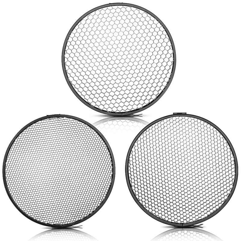 Neewer 7inch/ 18cm Standard Reflector Diffuser with 10/30/50 Degree Honeycomb Grid for Bowens Mount Studio Light Strobe Flash NK-NABOGD-103050