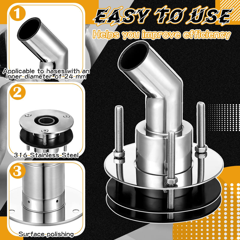 Blulu Thru Hull Skin Diesel Heater Pipe 24mm Tube Pipe Socket Hardware 316 Stainless Steel Tube Elbow Connector with 2 Clamps for Boats Car Truck Diesel Heaters Curved Head