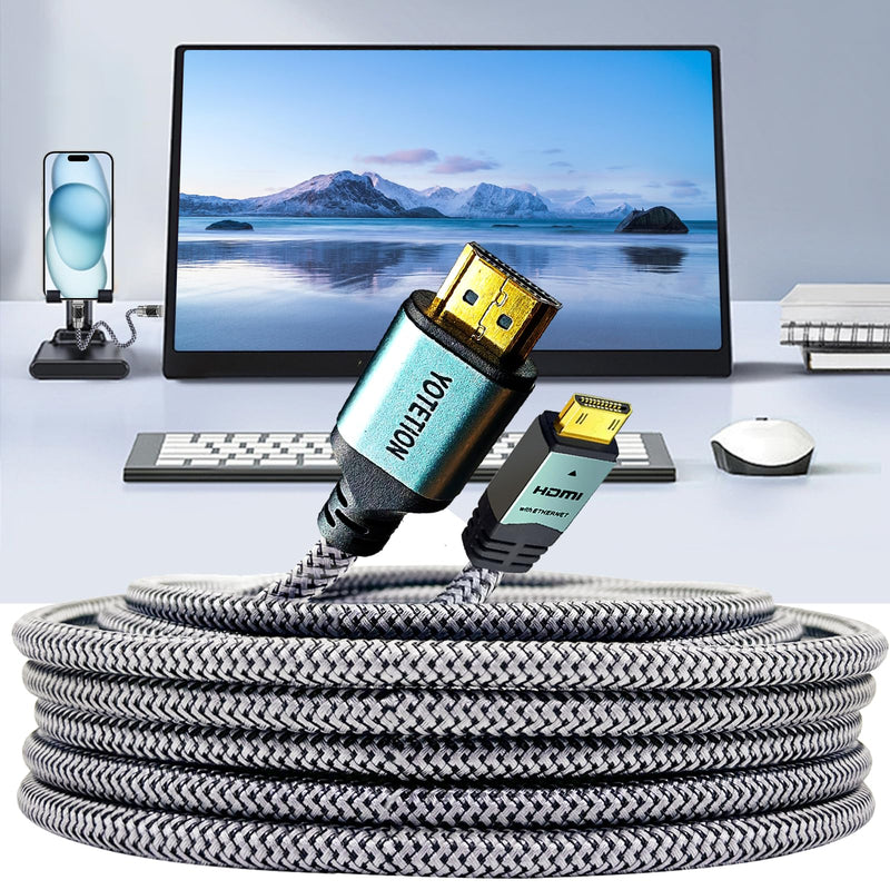 Mini HDMI to HDMI Cable 50FT, High-Speed HDMI to Mini HDMI Support 3D 4K/60Hz 1080p 720p Compatible with Camera, Camcorder, Tablet and Graphics/Video Card, Laptop, Raspberry Pi Zero W 50 feet