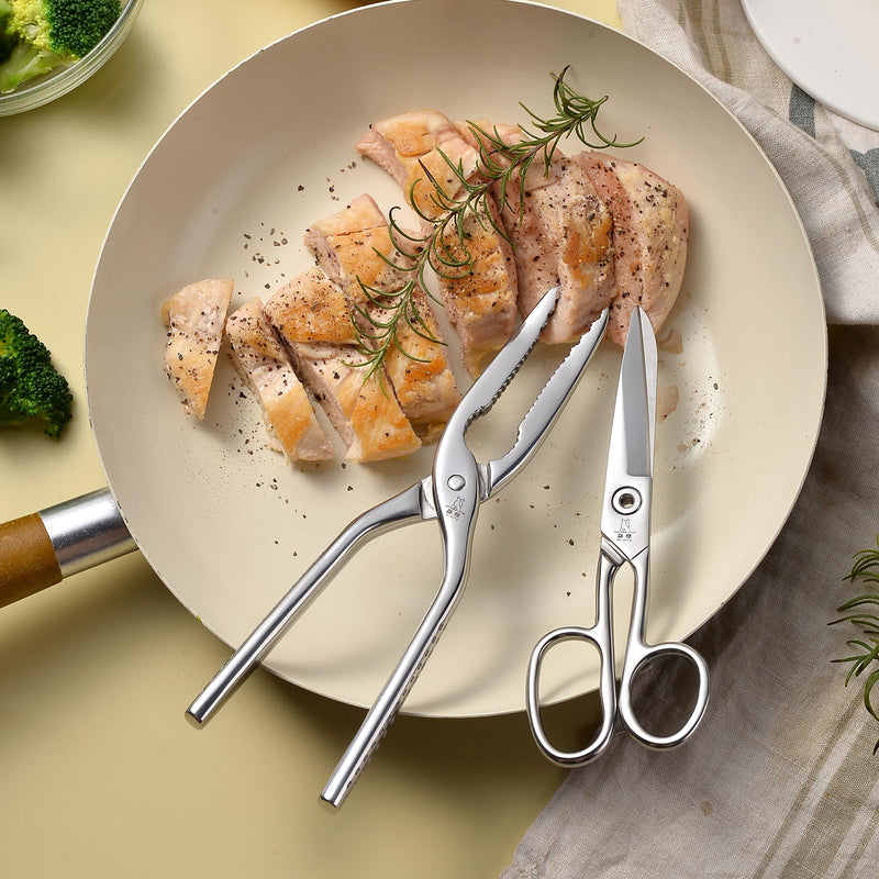 MALANG - Full stainless steel Crab Leg cracker,scissor and picks,seafood tool kit,Easy to Use Lobster cracker,food scissor,and lobster pick &spoon,portable travel box