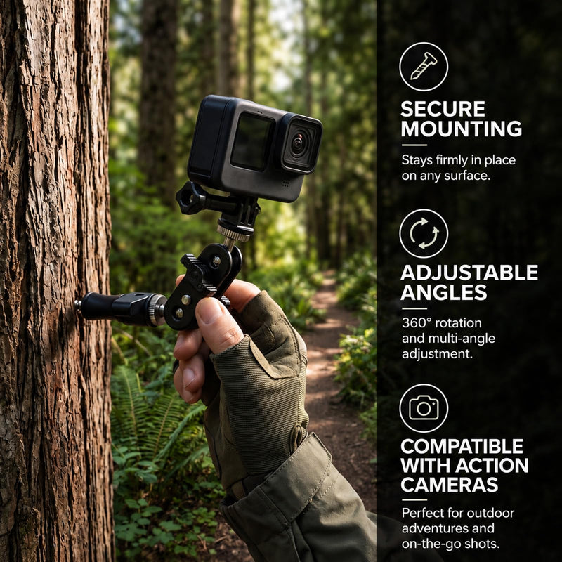 2 Pack Trail Camera Tree Mount Brackets, 360 Adjustable 1/4 Screw Holder with Lag Screw for Outdoor Hunting, Game Camera, Security Surveillance