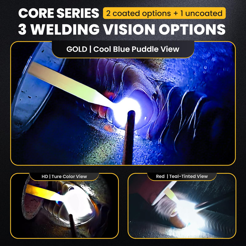 Core Series Gold Shade 10 Auto Darkening Welding Lens 2"x4 1/4", Slim 0.2" Welding Lens with Cool Blue Puddle View for Pancake & Sugar Scoop Welding Hoods
