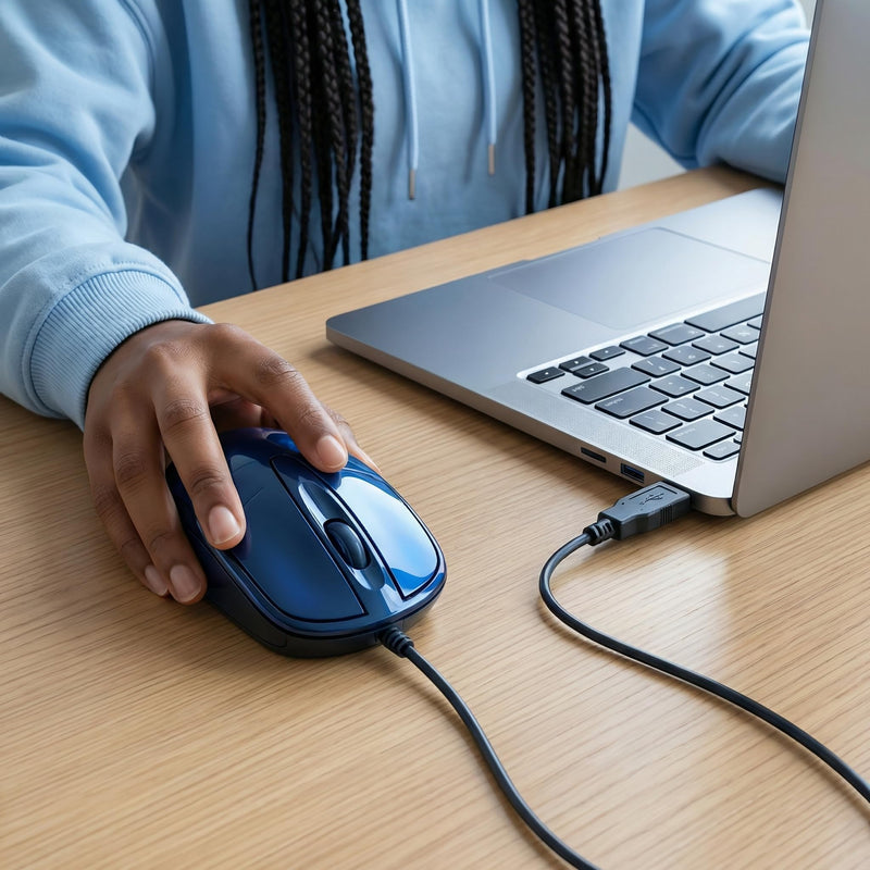 Wired USB Computer Mouse, Silent Click, Scroll Wheel, Plug and Play, for PC and Laptop