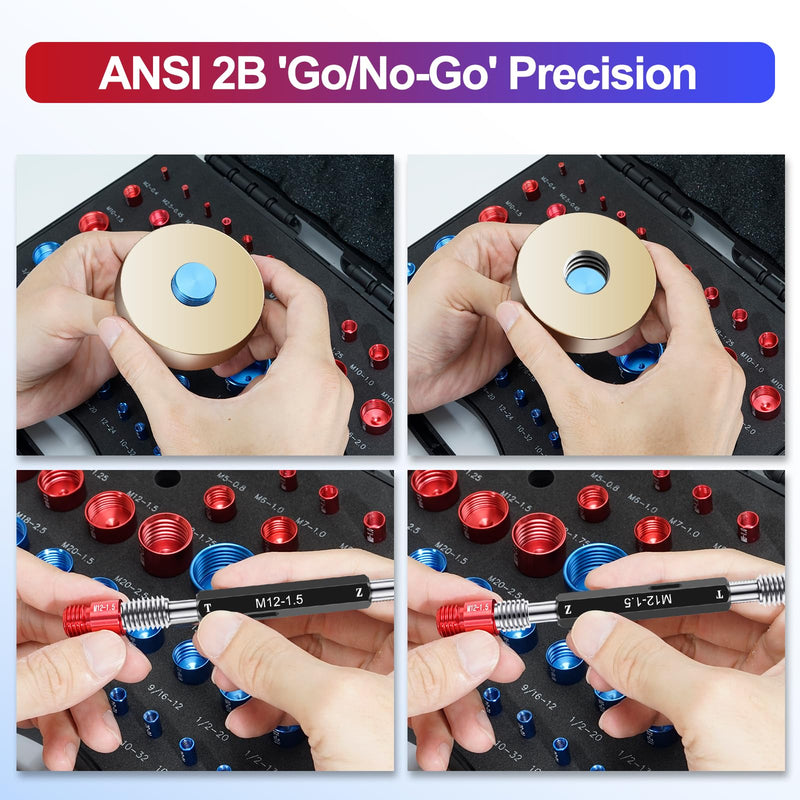 50PCS Thread Checker, Bolt Size Finder Nut and Bolt Thread Checker, 23 Metric & 27 SAE Box Set Thread Gauge Size Checker
