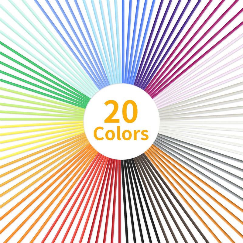 21 Mixed Beautiful Colors 3D Pen PCL Filament Refill, Only Fit for 3Doodler Start 3D Pen, Each Strand 15cm, Each Color 5 Strands, Total 105pcs 1575cm PCL Filament Refill Pack by DO3D Pcl 20 Colors