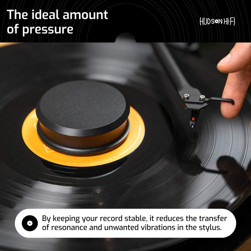 Hudson Hi-Fi SmallBen Record Weight Stabilizer with Protective Leather Pad - 9-Ounce Vinyl Turntable Weight - Durable & Stylish LP Stabilizer - Fits Any Turntable - Black Matte SMALLBEN_BLACK