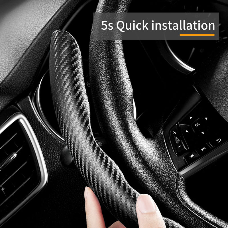 3 Piece Carbon Fiber Steering Wheel Cover,Car Steering Wheel Protector with Non-Slip Lining,Breathable Microfiber Universal for 14.5-15 inch,Black Black Standard Size[14"1/2-15"]