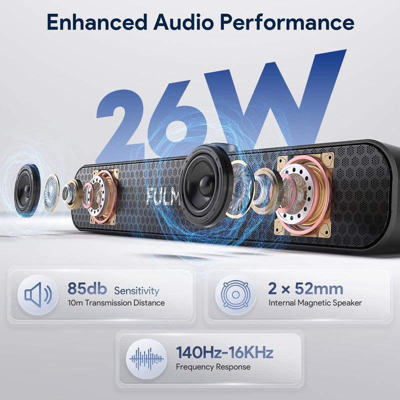 FULMINARE Bluetooth Speaker with 26W HD Sound, Portable Speaker Up to 30H Playtime, AUX&TF-Card&USB Input, LED Lights, Speakers Bluetooth 5.3 Wireless for Home/Party/Outdoor, (Black) Black