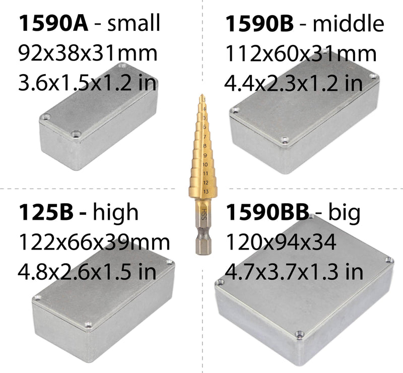 4 pcs Aluminum Enclosure Assortment 1590B 1590BB 125B 1590A