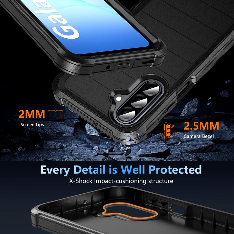 Hensinple for Samsung Galaxy A17 5G Phone Case with Screen Protector, Heavy Duty Military Shockproof Full Body Durable TPU Protective Cover Case for Samsung A17 5G (Black) Samsung A17-Black