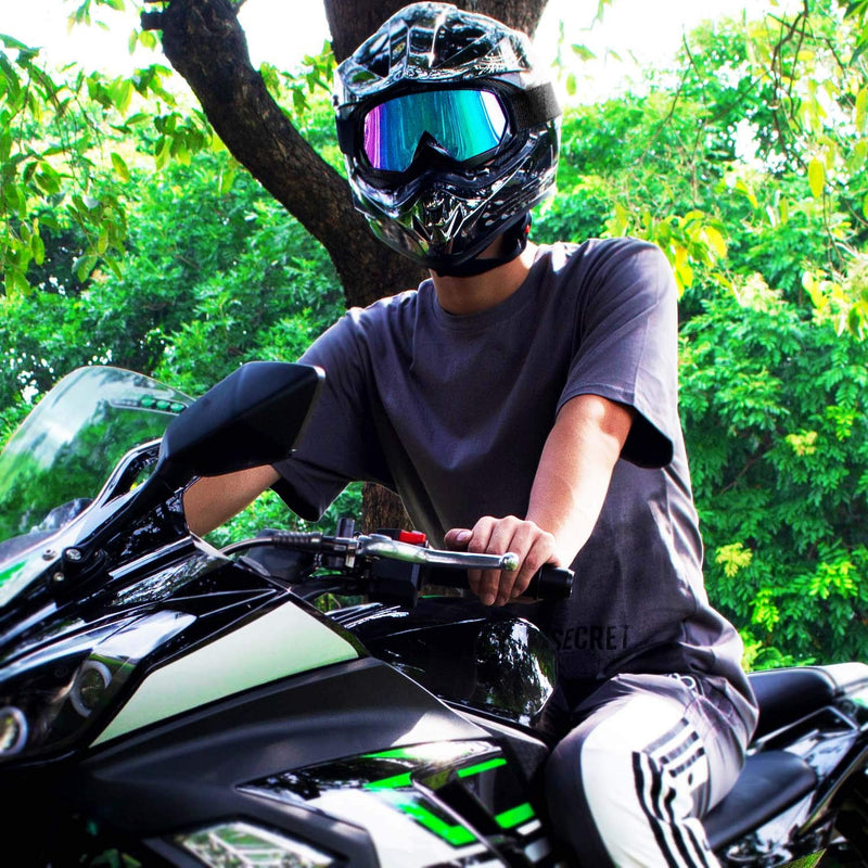 SPOSUNE Dirt Bike ATV Goggles UV400 Motorcycle Goggles for Men Women Youth Motocross Riding Goggles Windproof Dustproof Black Green&clear Lens