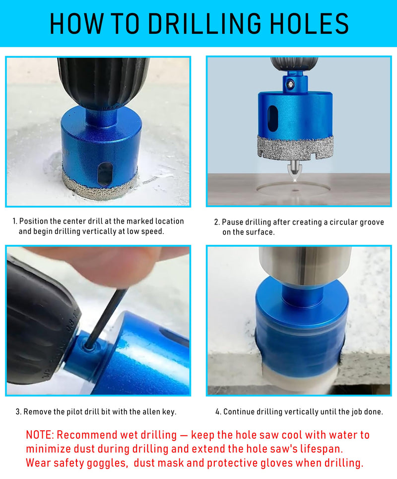 TurstAid Diamond Hole Saw 3-15/16 Inch with Pilot Guide Drill Bit - Performance Diamond Tile Hole Saw for Porcelain, Glass, Marble, Ceramic