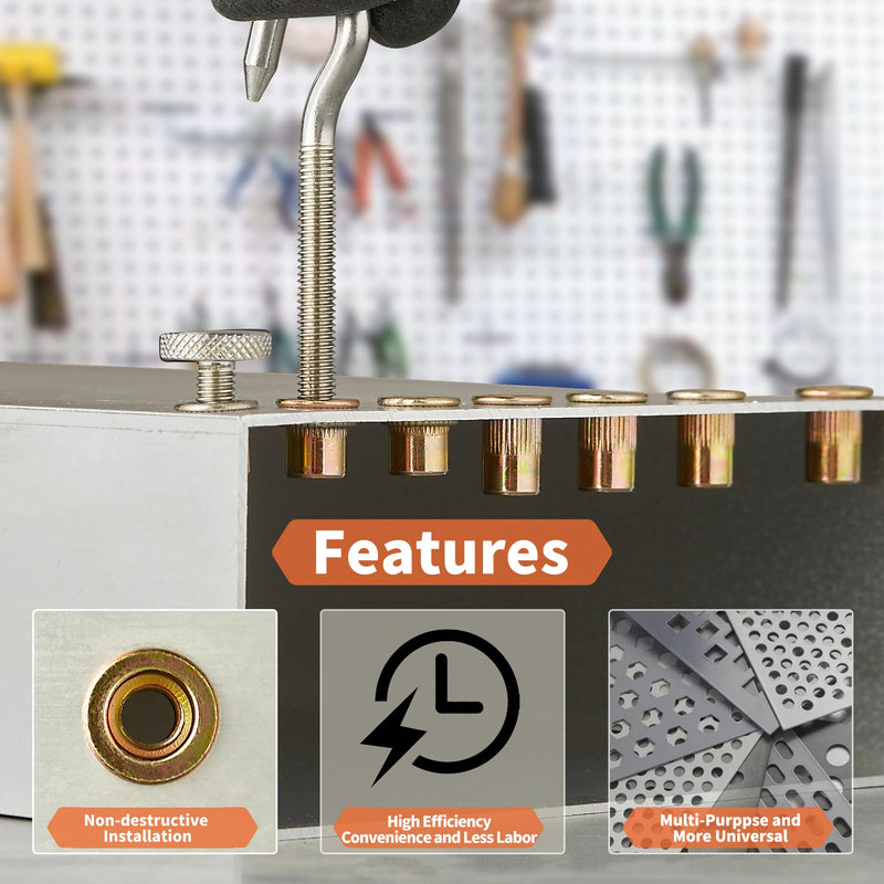Rivet Nut Installation Tool Set Flat Head Rivnut Threaded Insert Nut Kit SAE & Metric for Metal Heavy Duty Zinc Plated Nutsert (Metric Tool Assortment(120pcs)) Metric (Tool Assortment, 120pcs)