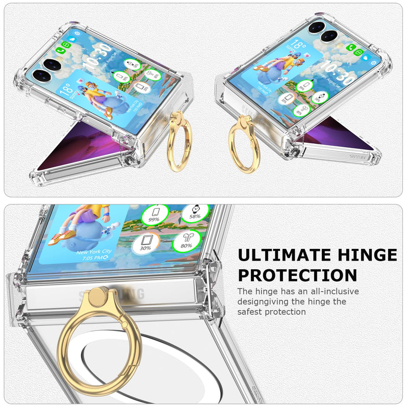 Galaxy Z Flip 8 Case with Screen Protector Hinge Protection Clear for Samsung Flip 8 Case with Kickstand Protective Cover for Samsung Galaxy Z Flip 8 5G (2026) - Clear with Masafe