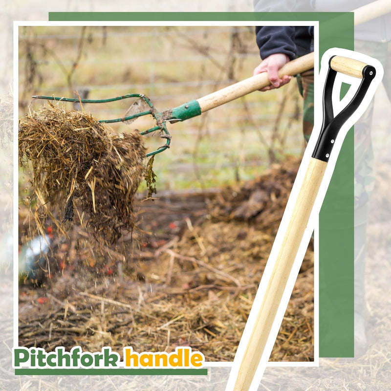 1 Pcs Pitchfork Spading Handle Replacement 30 Inch Wooden Shovel Handle Replacement D Shaped Pitch Fork Handles Tool Accessories for Shovel Scoop Hoe Rake Garden Digging 1
