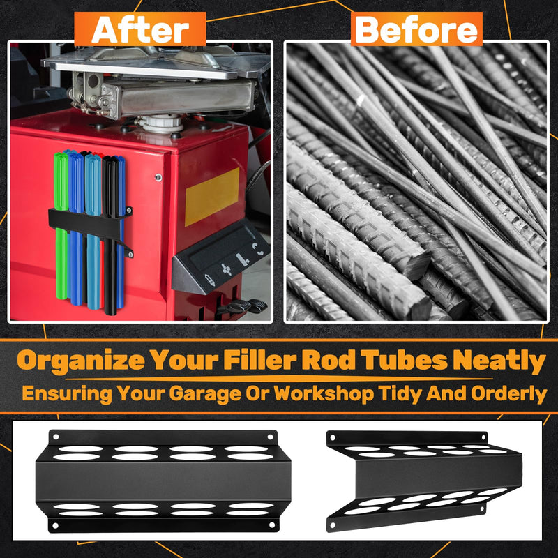 DoubleFill 8 Slot TIG Welding Rod Holder Storage Tubes Rack Welding Filler Rod Tubes Organizer Wall Mount Container Shelf for Welder Table