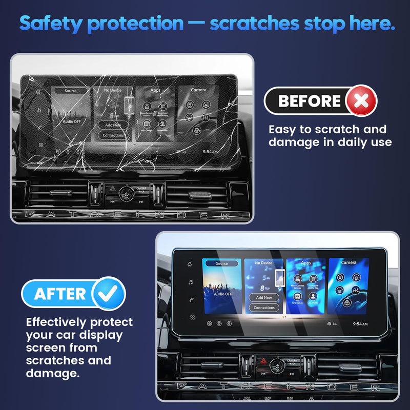 Karltys 2PCS Screen Protector for 2026 2027 Nissan Pathfinder (S/SV/Rock Creek/SL/Platinum) , 12.3 inch 9H Tempered Glass HD Navigation Screen Cover for Nissan Pathfinder Touchscreen Film [Anti-Glare & No Fingerprint]