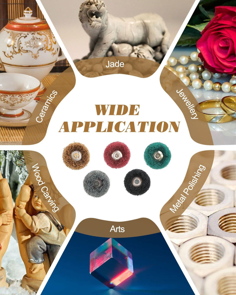 300 Pack Abrasive Wheels 1 Inch Abrasive Wheel Buffing Polishing Wheel Burr Set for Rotary Tool 2.35 mm Shank Polishing Bits