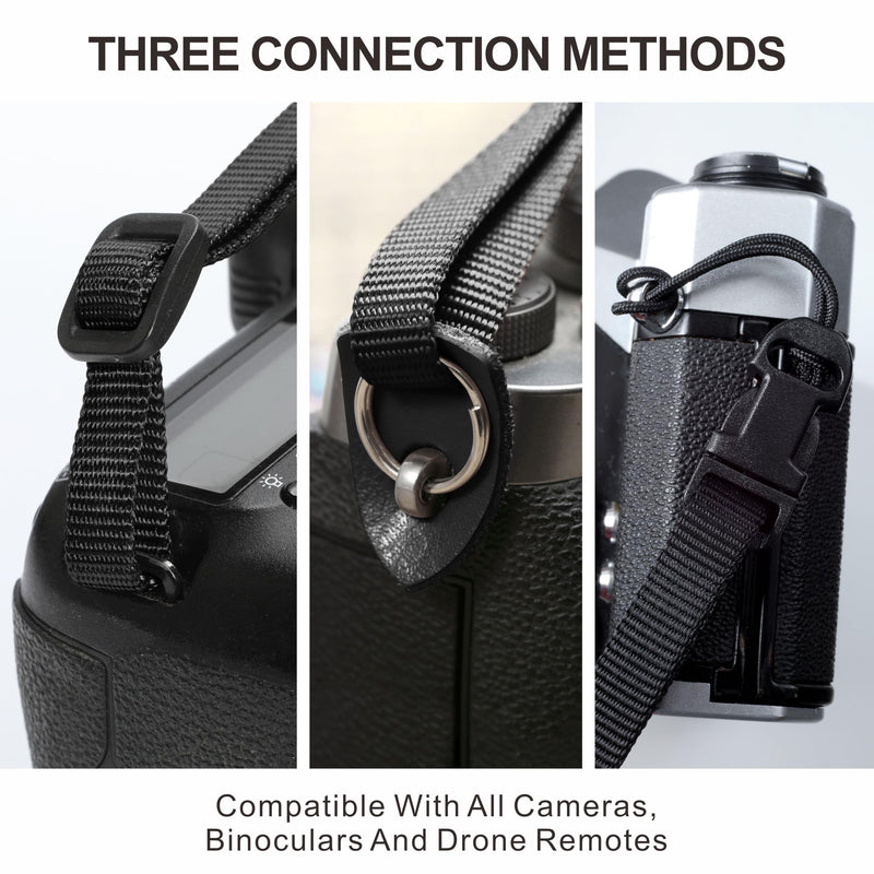 Padwa Lifestyle Black Leather Camera Strap - 1.5" Soft Full Grain Cowhide Camera Straps for Photographers, Soft Suede Fabric Padded Leather Strap with Quick Release fits All Cameras 1.5 inch Wide / Adjustable 38~52 inch