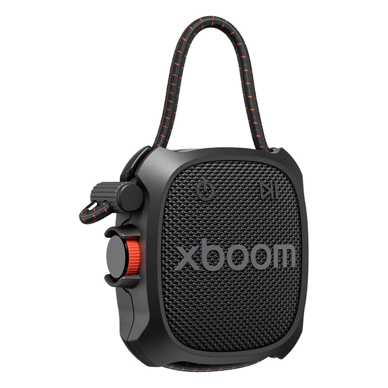 LG xboom Rock by will.i.am, Portable Outdoor Bluetooth Speaker, up to 10 Hours, IP67 Dust and Water Resistant, Adjustable Mounting Cord, Black