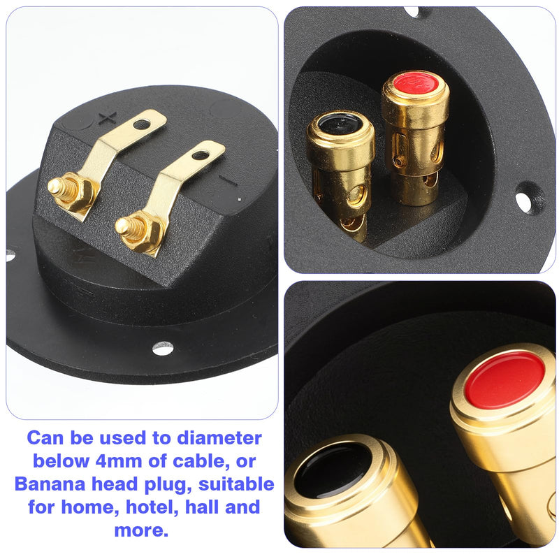 2Sets Speaker Box Terminal Cup, 3 Inch Round Subwoofer Box Terminal 2 Way Spring Loaded Speaker BoxTerminal Cup for Home Car Stereo DIY