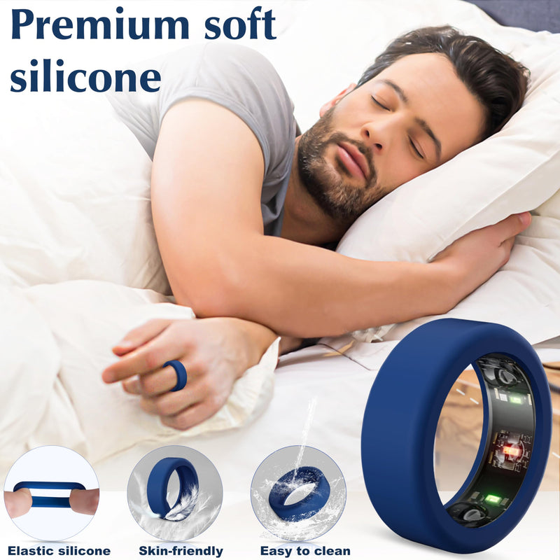 6 Pack Ring Cover Compatible with Oura Ring Protector, Silicone Elastic Case Compatible for Oura Ring Gen 3 Working Out Accessories Men and Women-3Black+3Blue-S for 6 7 8 9 10 3Black+3Blue S for 6/7/8/9/10