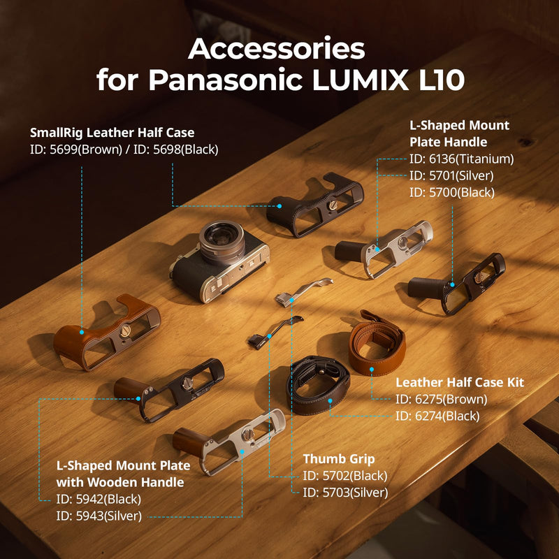 SMALLRIG Thumb Grip with Hot Shoe Cover for Panasonic L10, L10 Thumb Rest Built-in Silicone Pads and Detach Slot (Black) Black