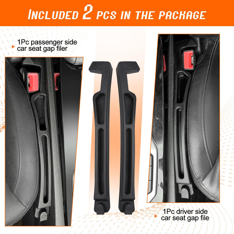 Car Seat Gap Filler - Seat Side Gap Filler with Organizer & Hook Prevent Items from Falling Universal Fit Car SUV Truck, Pack of 2 Black