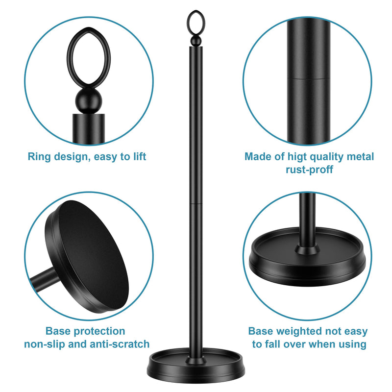 ROLABAM Heavy Weighted Toilet Paper Holder (with Reserve Function) Free Standing, Spare Toilet Paper Roll Storage Stand for Bathroom Total Height 22.5" ，Matte Black Matte Black