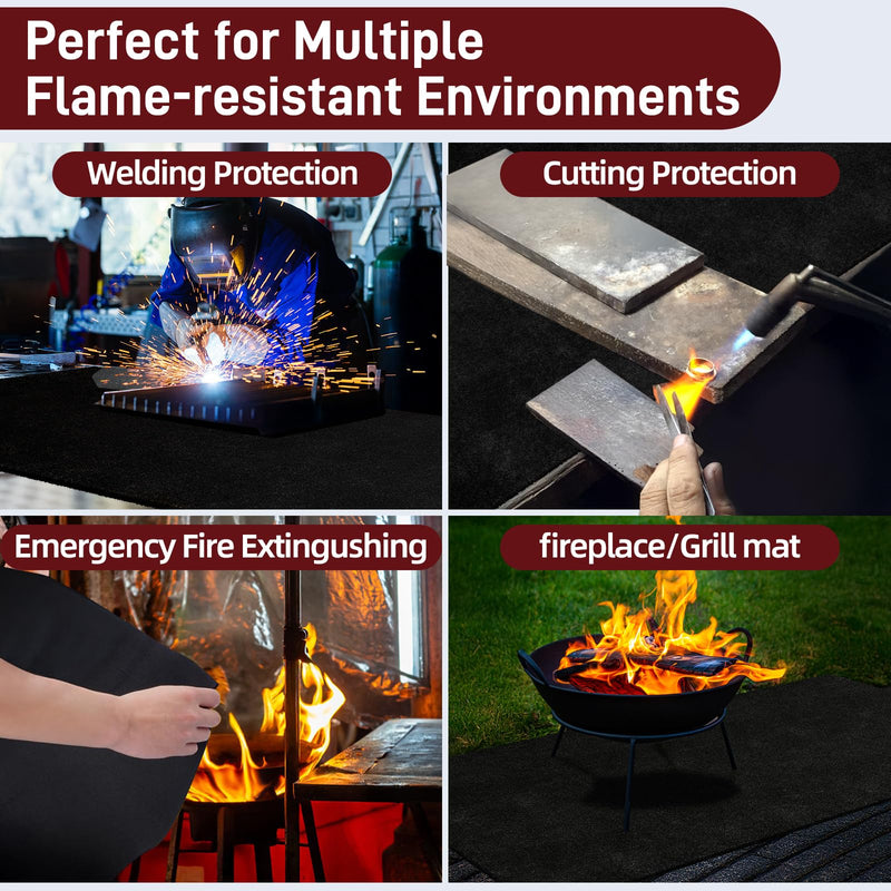 Large 40x40Inch Welding Blanket Pad Fireproof Flame Retardant Fabric for Stove Wick | 5mm Thick Carbon Felt Heat Resistant Mat for Industrial, Smoker, Soldering, Firepit, Grill & Welding Applications 40x40'' 1 PCS