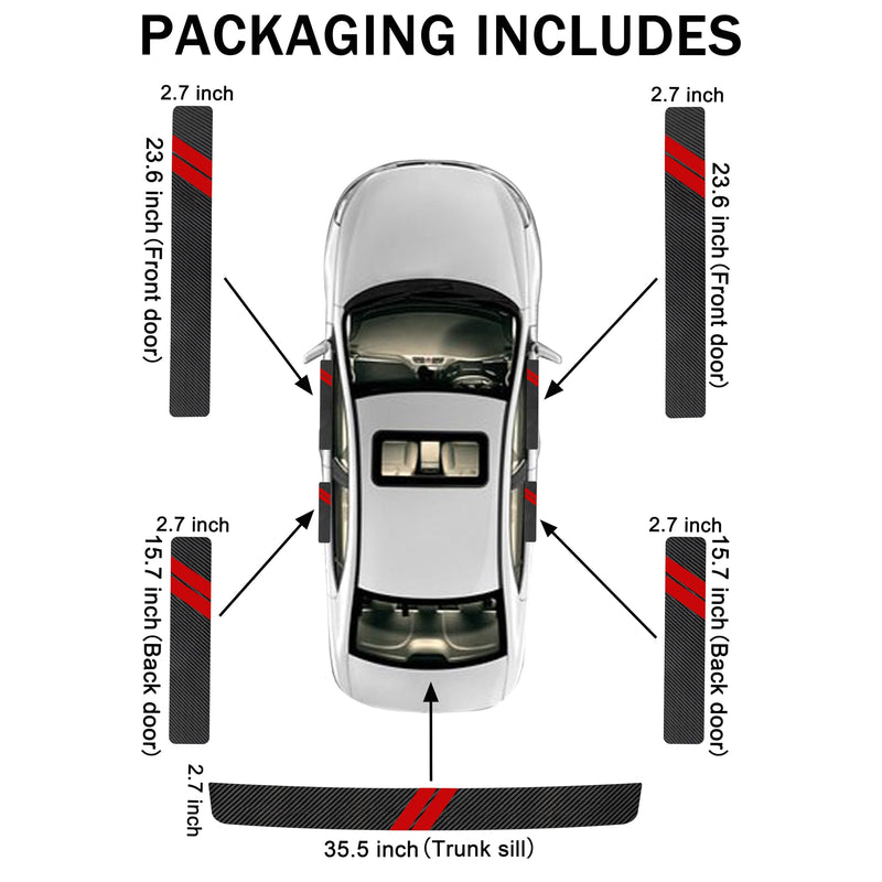 YOSRTER 5PCS Door Sill Guard Decoration Stickers for Dodge Charger Challenger Durango Journey Universal Fit to All Dodge Cars Fiber Leather Door Sill Protector (Red Trim) Red Trim